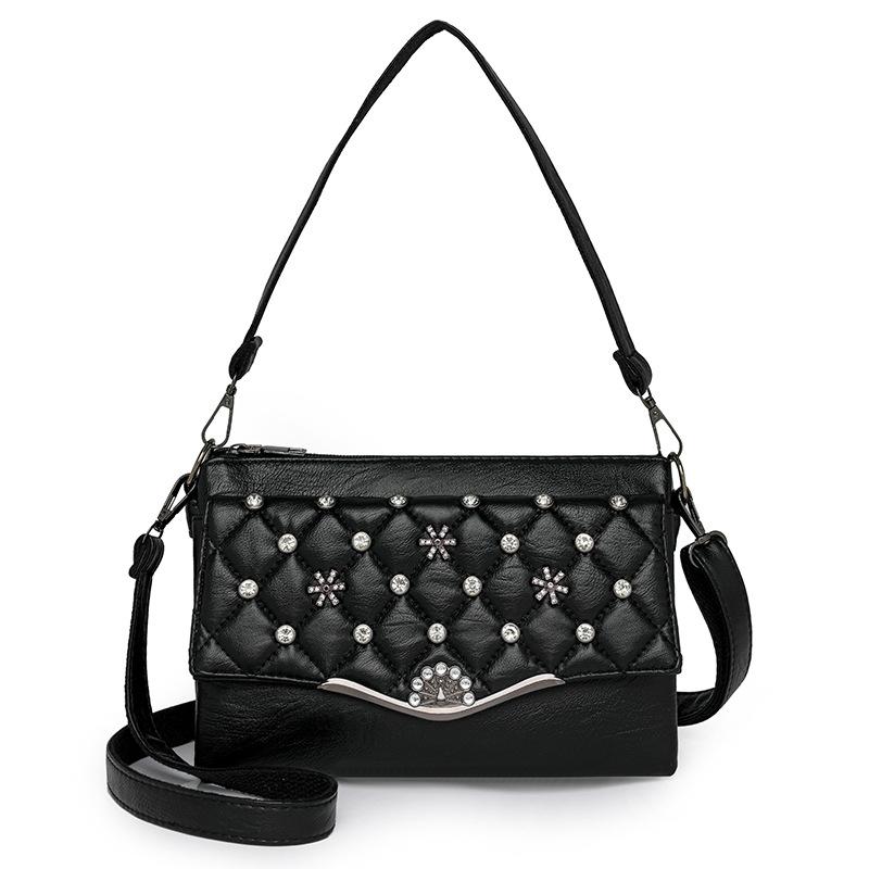 

New messenger bag medium fashion women s bag portable soft leather large capacity shoulder bag чёрный