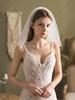 V805 Soft White Double-Layer Bridal Veil - Short Style for Photoshoots & Styling
