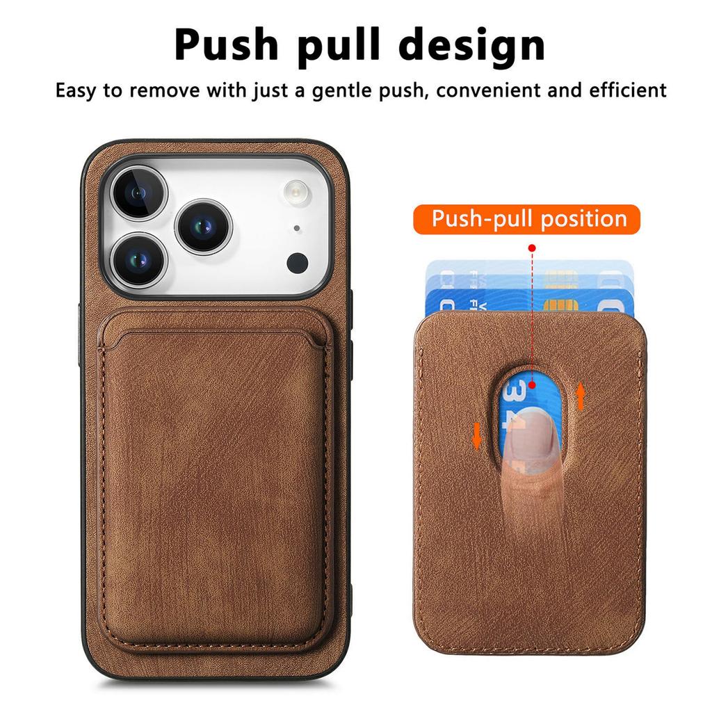 For iPhone 17 Pro Max Case Retro Leather + TPU Phone Cover with Detachable Card Slot
