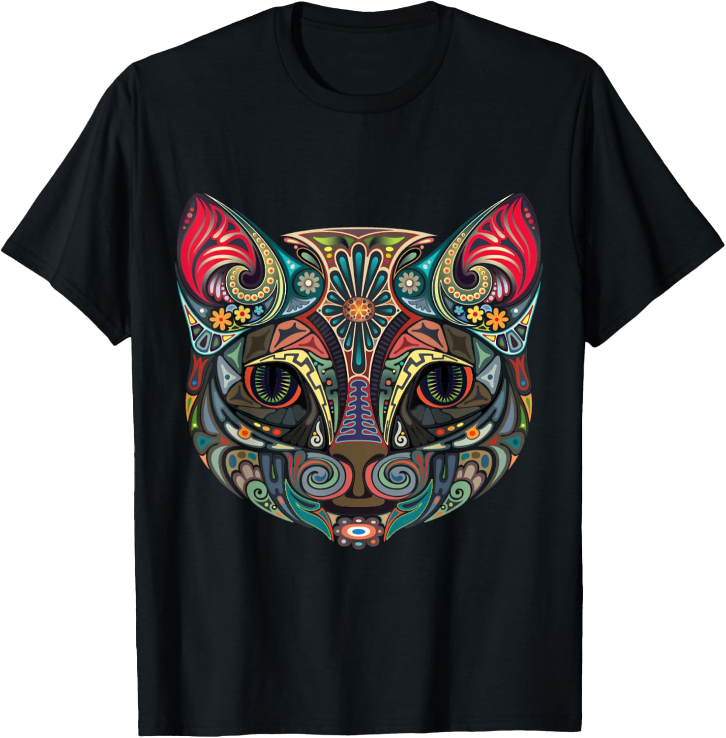 Sugar Skull Cat Day Of The Dead Cat Halloween Cinco De Mayo Men Women Kids T-Shirt XXXL
