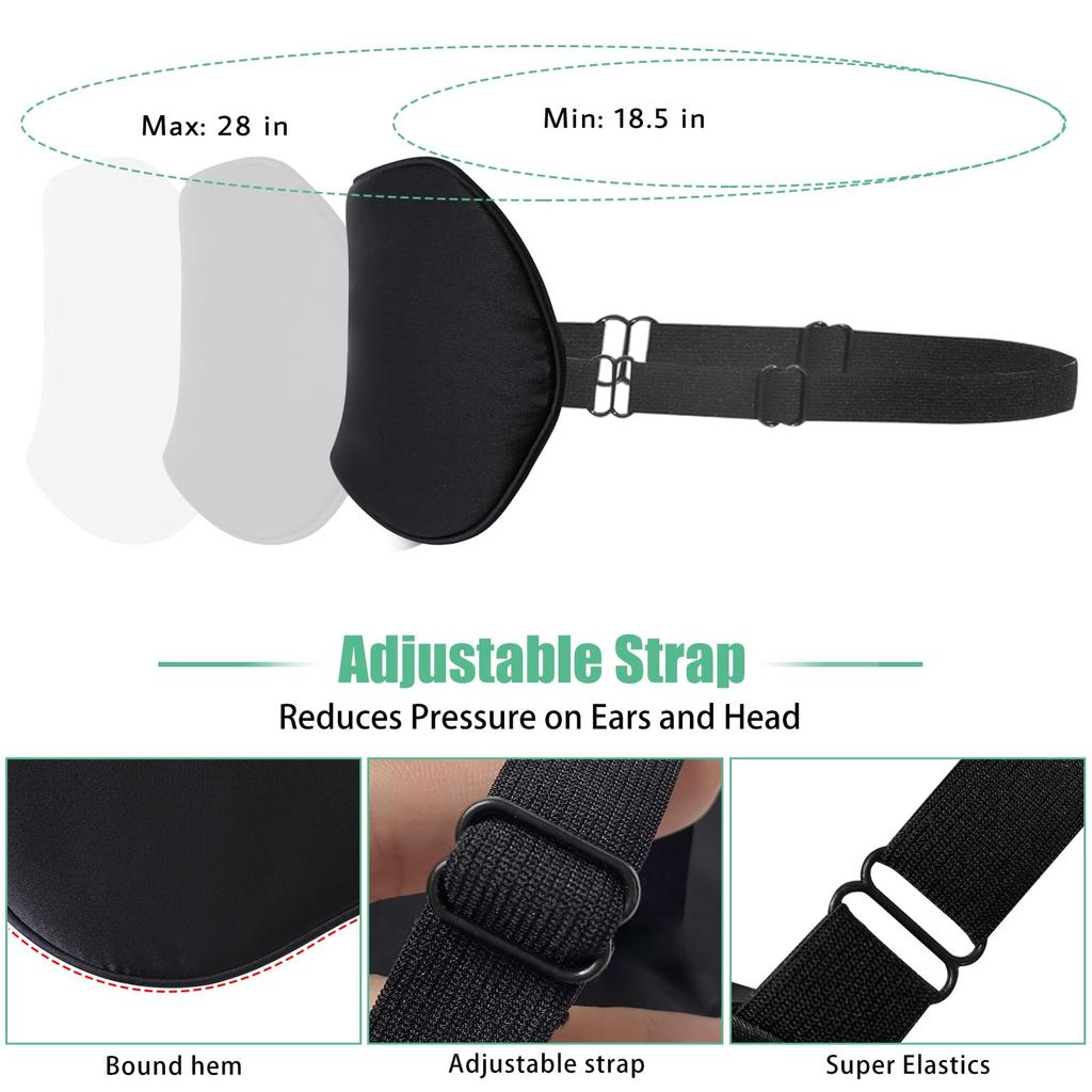 Durable And Safe Silk Sleep Mask 100% Real Natural Pure Silk Eye Masks With Adjustable Strap For Sleeping Blocks Light Reduces Puffy Eyes
