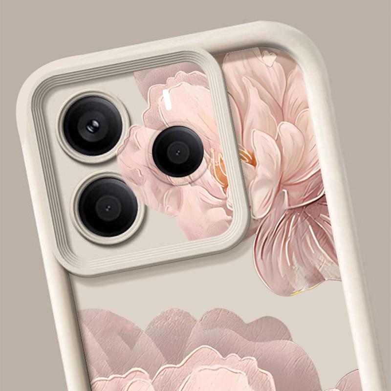 Pink Peony Flower Phone Case For Xiaomi Redmi Note 15 14 13 Pro 4G Note 13 14 Pro Plus 5G Shockproof Soft TPU Silicone Cover