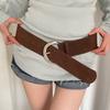 Metal Buckle Leather Waistband Jeans Girdle Western Cowboy Belt Retro Women Wide Belt  Girl