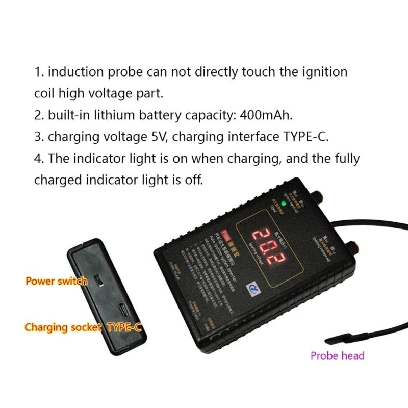 Engine Coils Tester T100, Comprehensive Car Ignition Systems Diagnostic Device Battery Voltage Checking for Professional