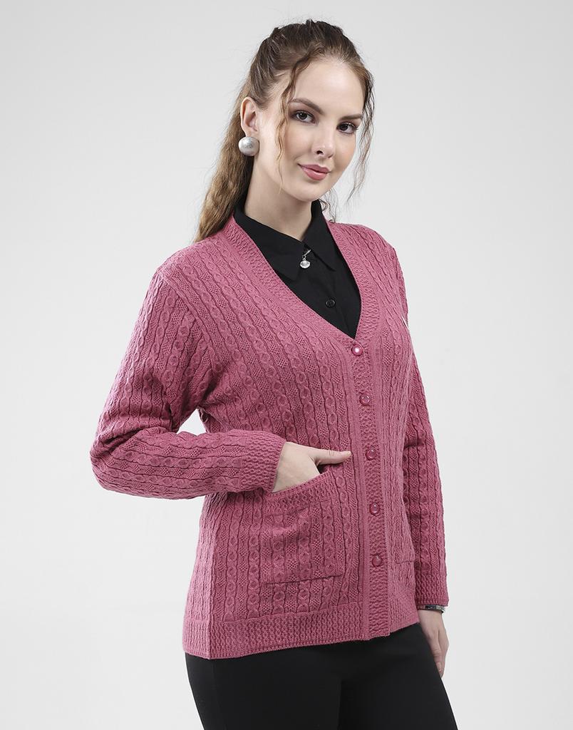 MONTE CARLO Women's V Neck Full Sleeves Cardigan