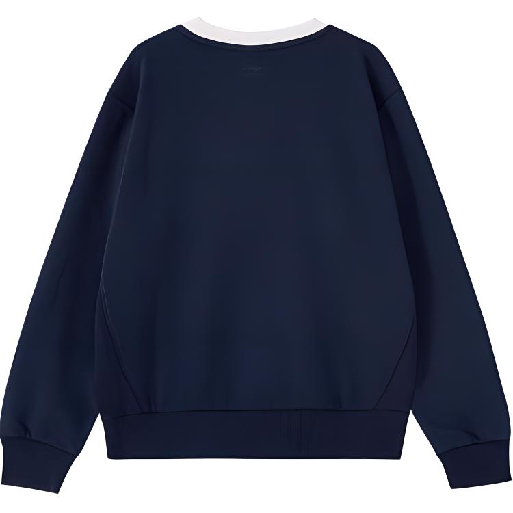 Li Ning Sportovní Trendová Série Ležérní Volná Teplá Mikina Přes Hlavu s Kulatým Výstřihem Dámská mikina Hluboce-Irisově-Modrá AWDU446-5