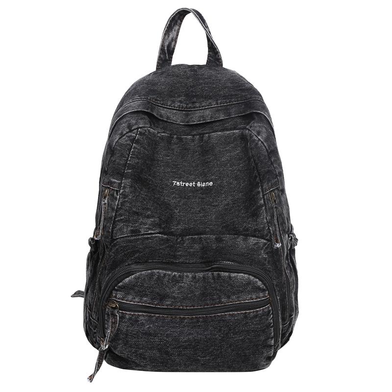 Womoen Large Capacity Denim Backpack Middle School Student Schoolbag
