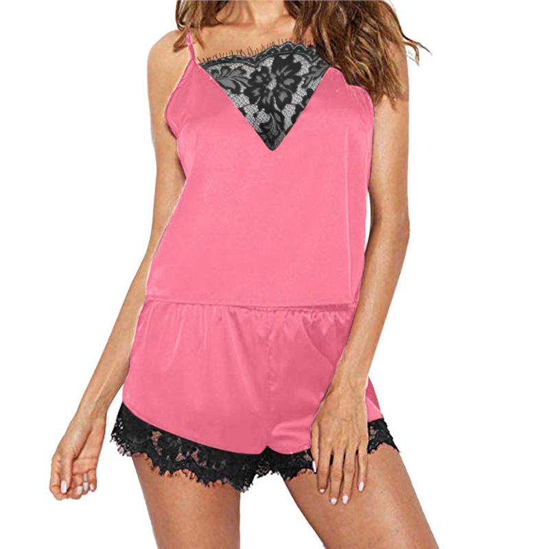 

New loungewear, stylish and comfortable lace lace pajama set, plenty XXXL рожевий червоний колір