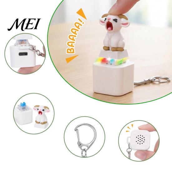 Stress Relieving Gadget 1/2/3Pcs Screaming Goat Keyboard Fidget Toy, Rechargeable Sheep Finger Clicker Animal Push Button Toy with Light Sound,