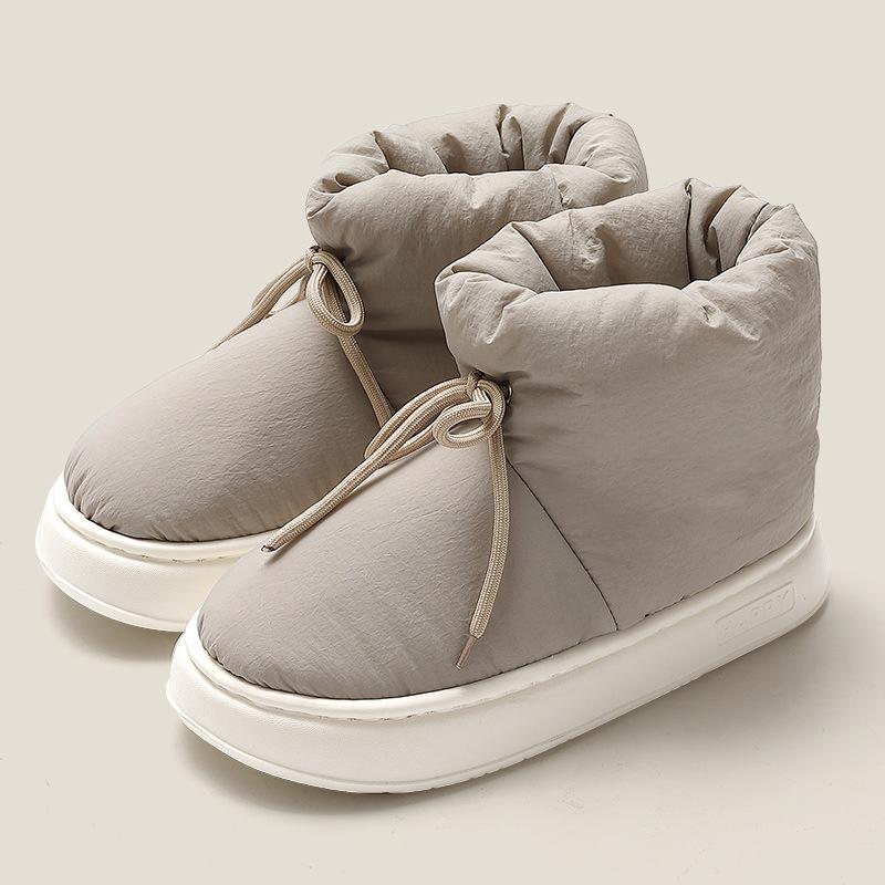 Fashion Crestar Women Winter Cotton Shoes Fashion Outdoor Antiskid Waterproof Fluffy Boots High-top Down Cotton Slippers Warm Home Slide