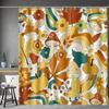 Zitronenfrucht Duschvorhang - Gelbe Zitrone Grüne Blätter Pflanze Floral Modern Natur Stoff Tuch Bad Duschvorhang
