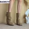 Móda Kotníkové boty Dámské Chelsea boty Klínky Vysoké podpatky Zimní Semišové Sněhule Designérské Goth 2024 Trend Žena Nová značka Podzim Botas Mujer