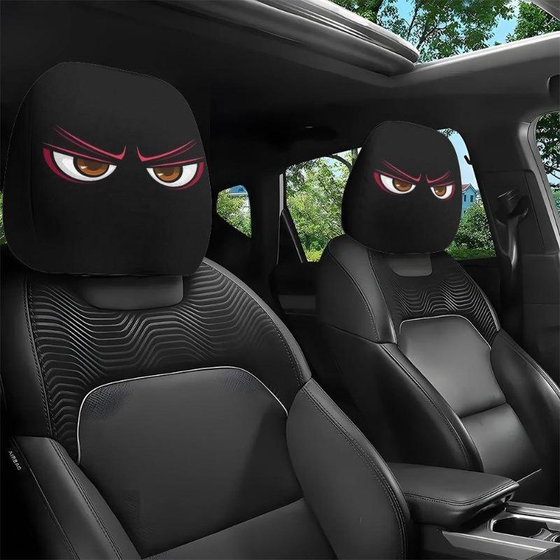 2PCS Funny Cartoon car headrest Cover, Cute Funny Eyes, Suitable for Halloween, Christmas car Universal Elastic Models Funny Decoration