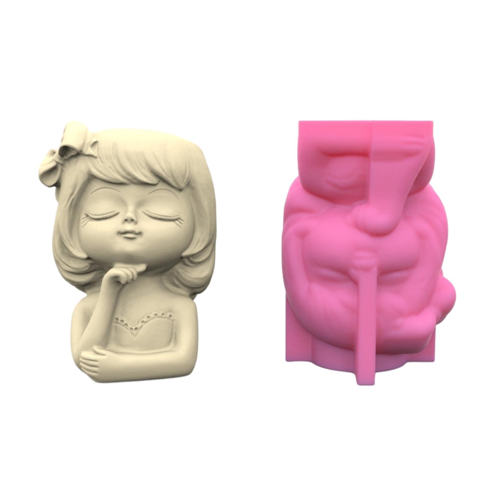 

Bowknot Girl Gypsum Flower Pot Silicone Mold Epoxy Resin Casting Mold Succulent Vase Cement Clay Mold Pen Holder Mold 1