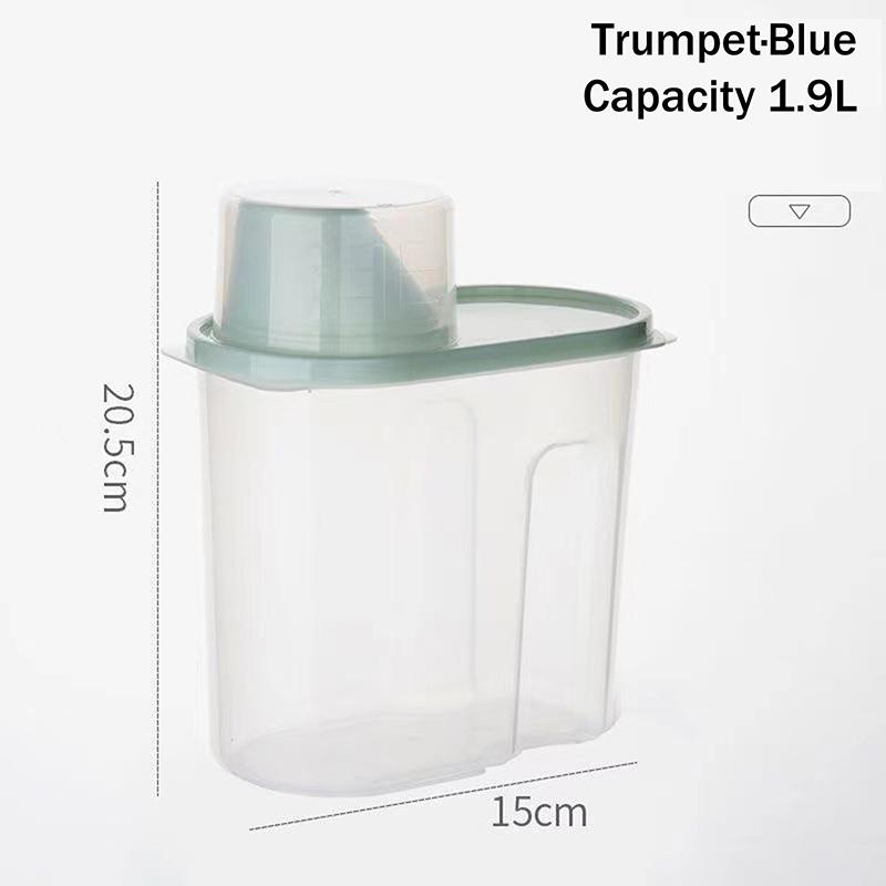 Grain Storage Container With Measuring Cup Food Storage Box Dry Goods Airtight Container Rice Bucket S синий