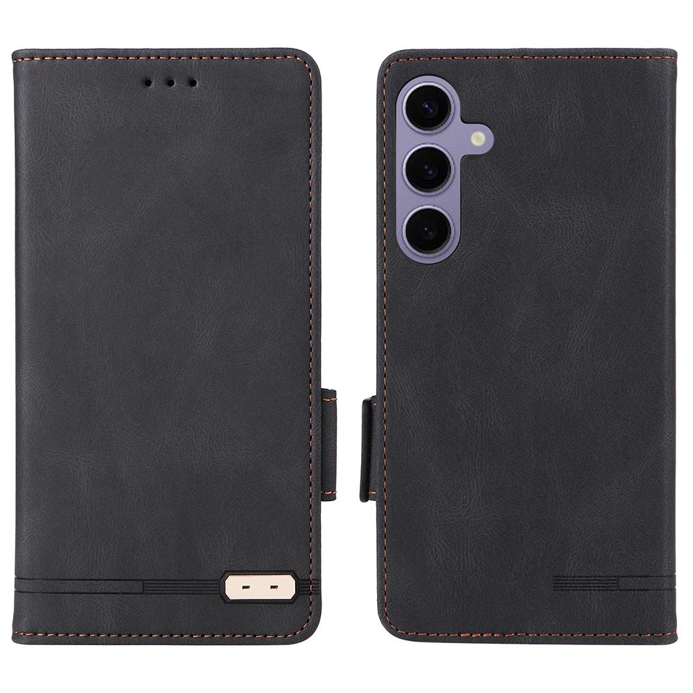 For Samsung Galaxy S25 Case Leather Wallet Flip Phone Cover with Hardware Decor