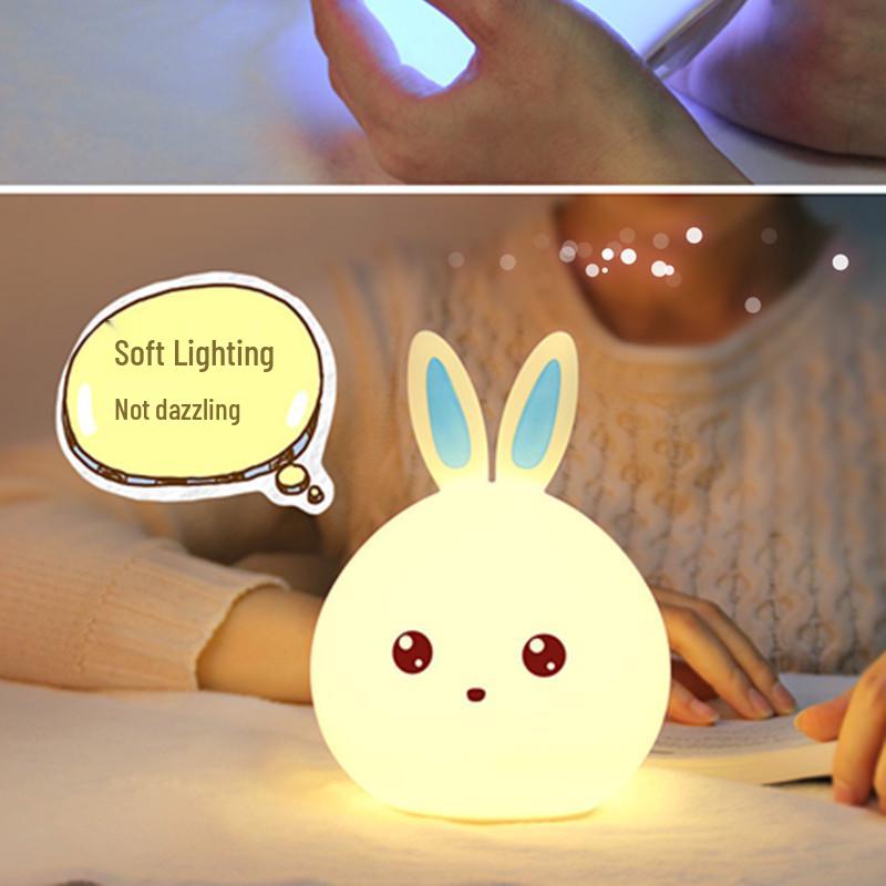 

Eco-friendly Silicone Bunny Night Light, Rechargeable & Tap-to-Change Colors – Perfect for Bedroom Ambiance 1W