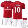 2025-26 Manchester United Home #10 CUNHA Sport Training Jersey Set with Socks Teens Kids Adults Custome Name Football Kits