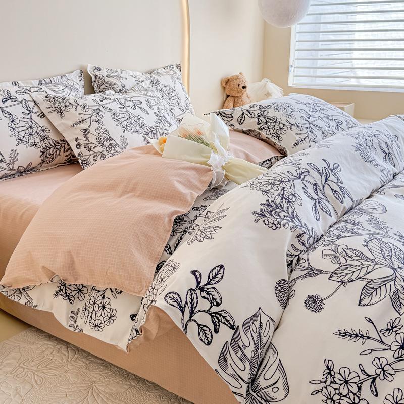 

Маленький свежий набор из 4 предметов Класс А материнский и младенческий сорт чистый хлопок с начесом общежитие набор из 3 предметов приятный для кожи сон голышом простыня пододеяльник 1.8 mattress model quilt 2*2.3m 4pc