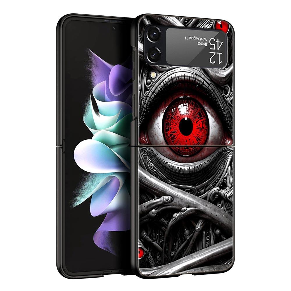 Spooky Scary Red Eye Hard PC Phone Case For Samsung Galaxy Z Flip 7 6 5 4 Black Cover For Galaxy Z Flip 3 Foldable Shell Fundas