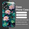 Retro Oil Painting Lotus Flower Pattern Tempered Phone Case for OPPO Realme 14 13 Pro Plus 12 11 10 Neo 3 X7 PRO C75 Hard Covers