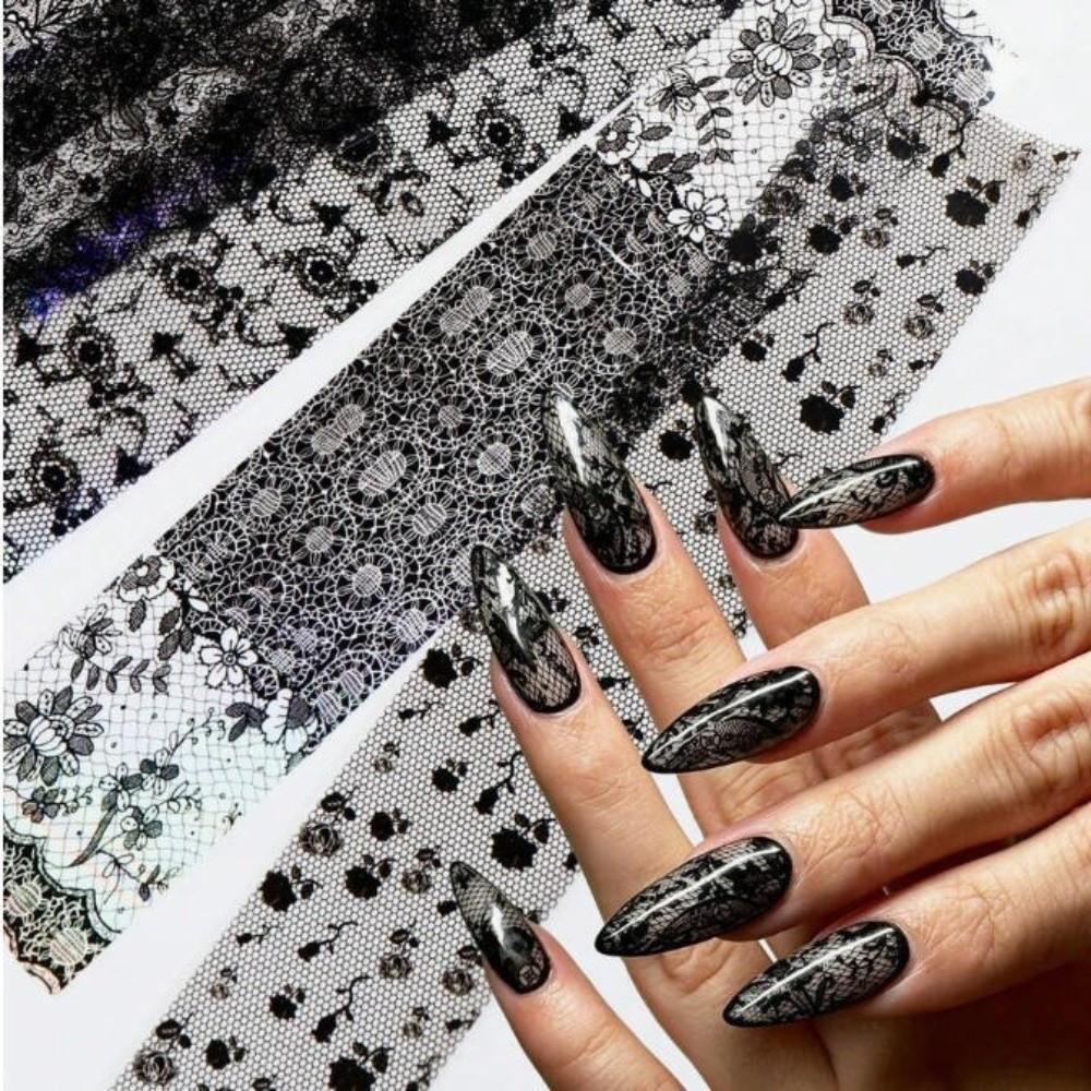 Leopard Print Nail Stickers Lace Design Nail Decals Fashion Nail Decorations  Nail Decoration