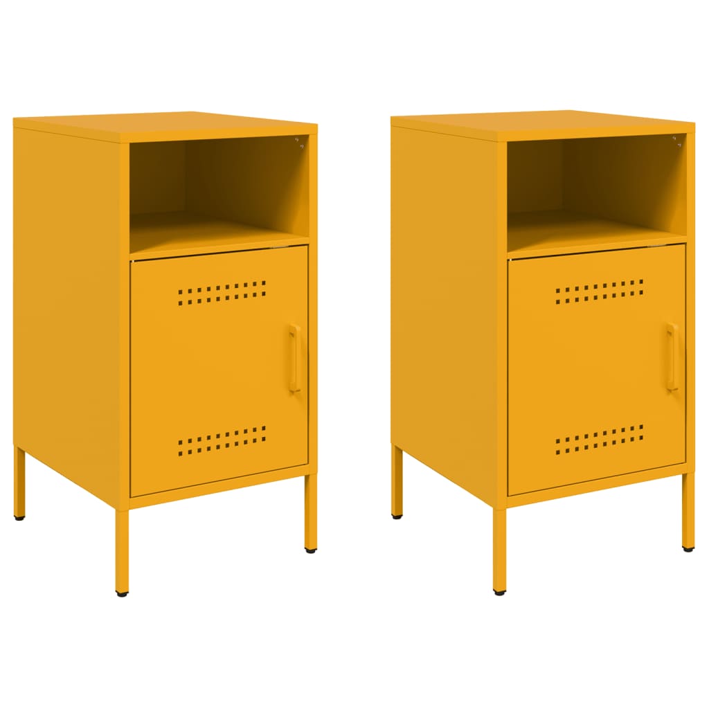 Nightstands 2 pcs Mustard Yellow 36 x 39 x 68 cm Steel