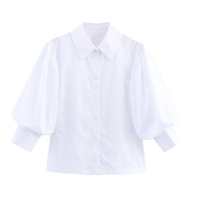 Kaslead New Women Clothes Western Style Fashion Simple and Versatile Loose Poplin Half Sleeve Shirts Top