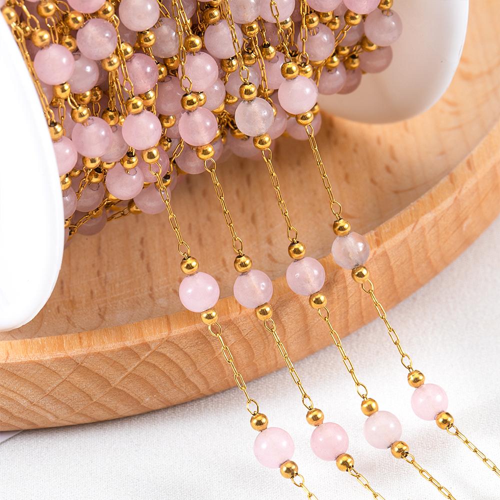 1Meter Stainless Steel Crystal Beading Chain Iridescence Transparent Beaded Body Chains for DIY Necklace Bracelet Jewelry Making