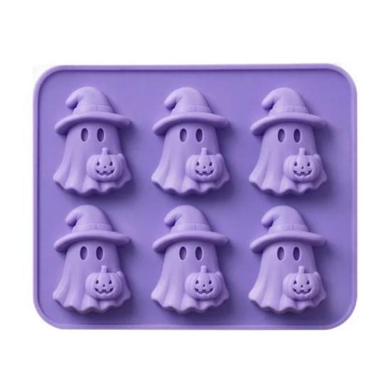 Food Grade Silicone Ice Tray Halloween Cube Tray, Witch Ghost Pumpkin Bat Mold, Flexible BPA-free Freezer And Hat Molds for Whiskey Soda 1pc