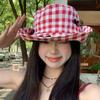 Versatile Hiking Fisherman Hat Sun Protection Bow Bucket Hat Cute Plaid Hiking Cap  Outdoor