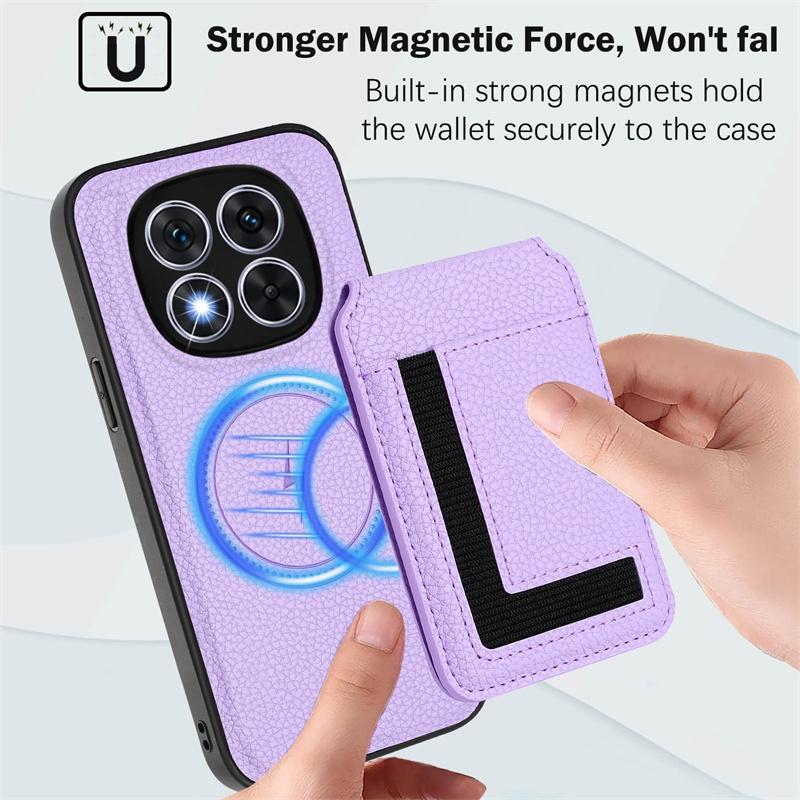 For Redmi 14C 14R A4 A3 13C A3X Note 13 14 Pro Plus Pro+ 13R Turbo3 4G 5G Case Cover Card Holder Stand Coin Magnetic Wallet Supports Wireless Charging