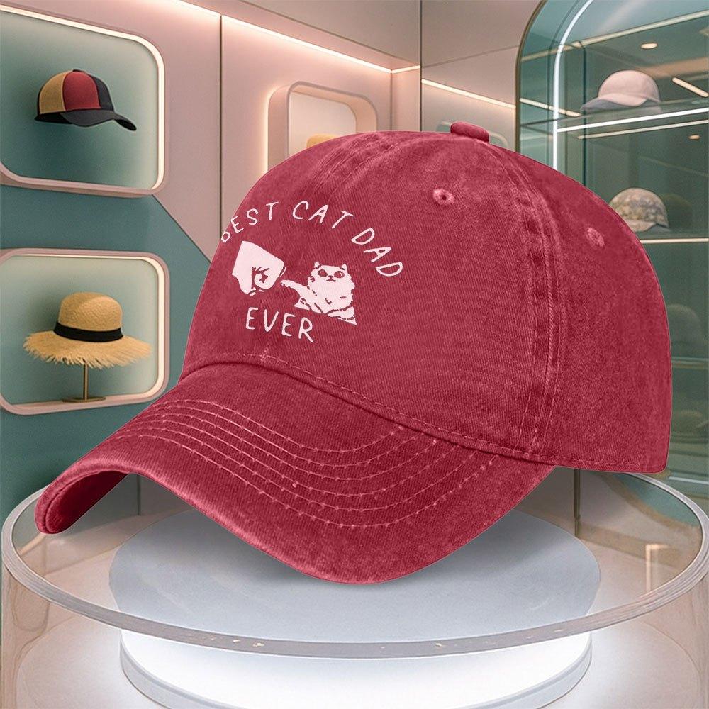 Best Cat Dad Ever Fist Baseball Cap Vintage Curved Brim Adjustable Dad Hat For Men Women Running Leisure