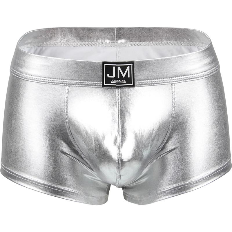 Boxer JOCKMAL Materiale Similpelle con Superficie Riflettente Lucida Moda Sexy Boxer da Uomo Club Party Pantaloncini da Uomo Mutande