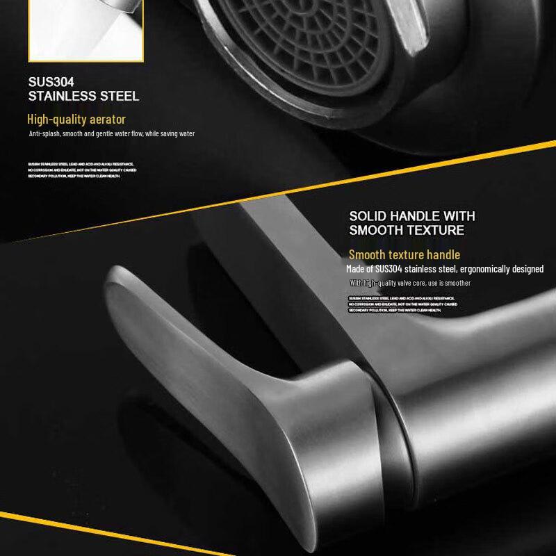 Zhi Shi 304 Stainless Steel Cold & Hot Single Hole Bathroom Basin Faucet