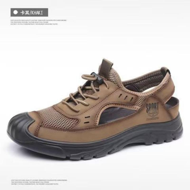 

Hollow men s sandals soft sole summer new casual beach hole bag head shoes casual shoes sports shoes 39 хаки