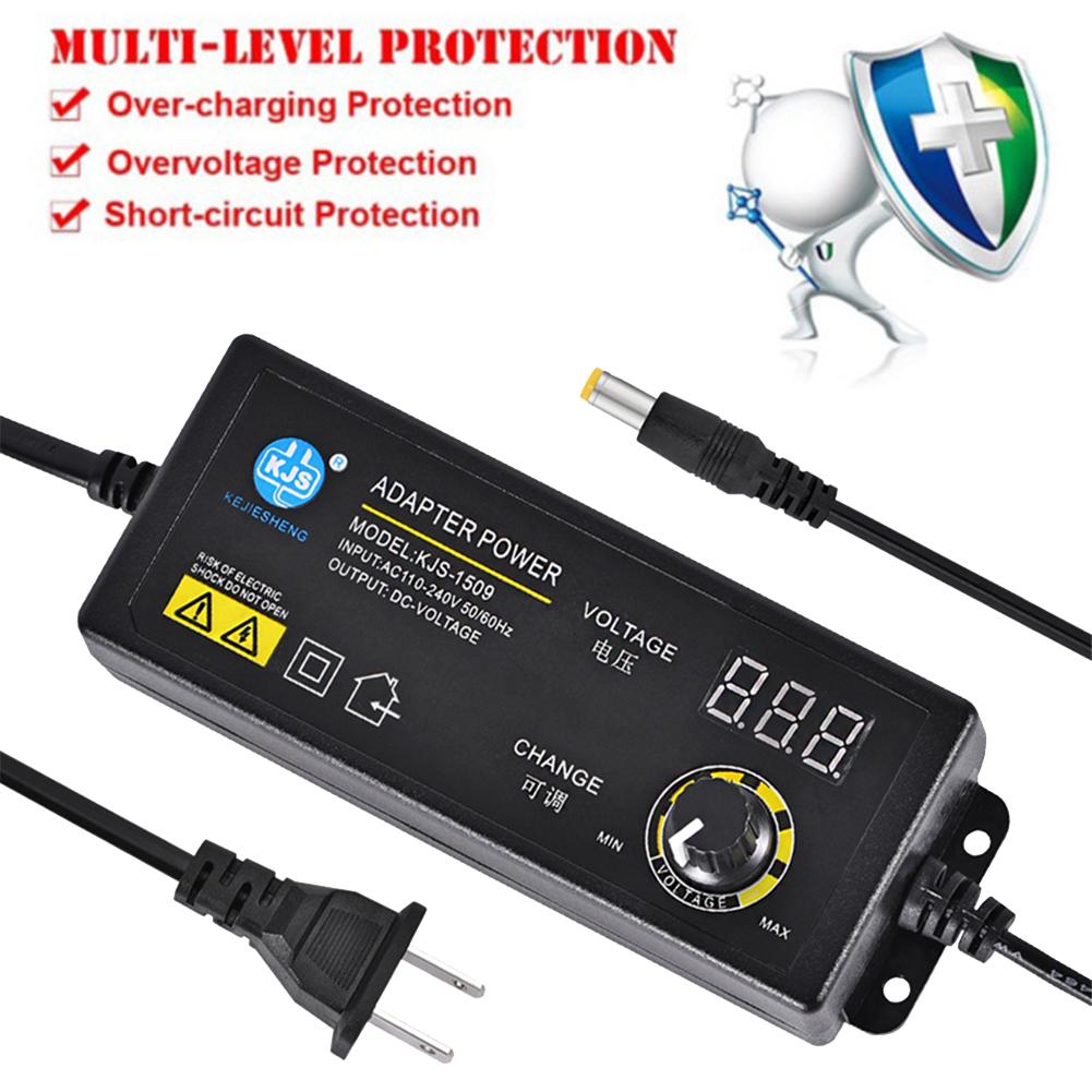 AC 110-240V To DC 3-24V Power Supply Adapter 5.5x2.5mm Plug Multi-Voltage Regulated Adapter LED Display 60W 2.5A