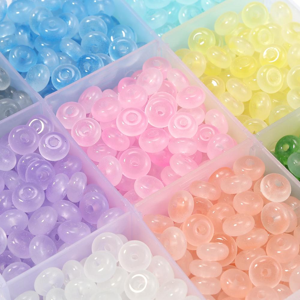 100Pcs/Lot Jelly Color Imitation Jade Glass Beads Abacus Beads Wheel Shape Loose Spacer Beads For Jewelry Making DIY Accessories
