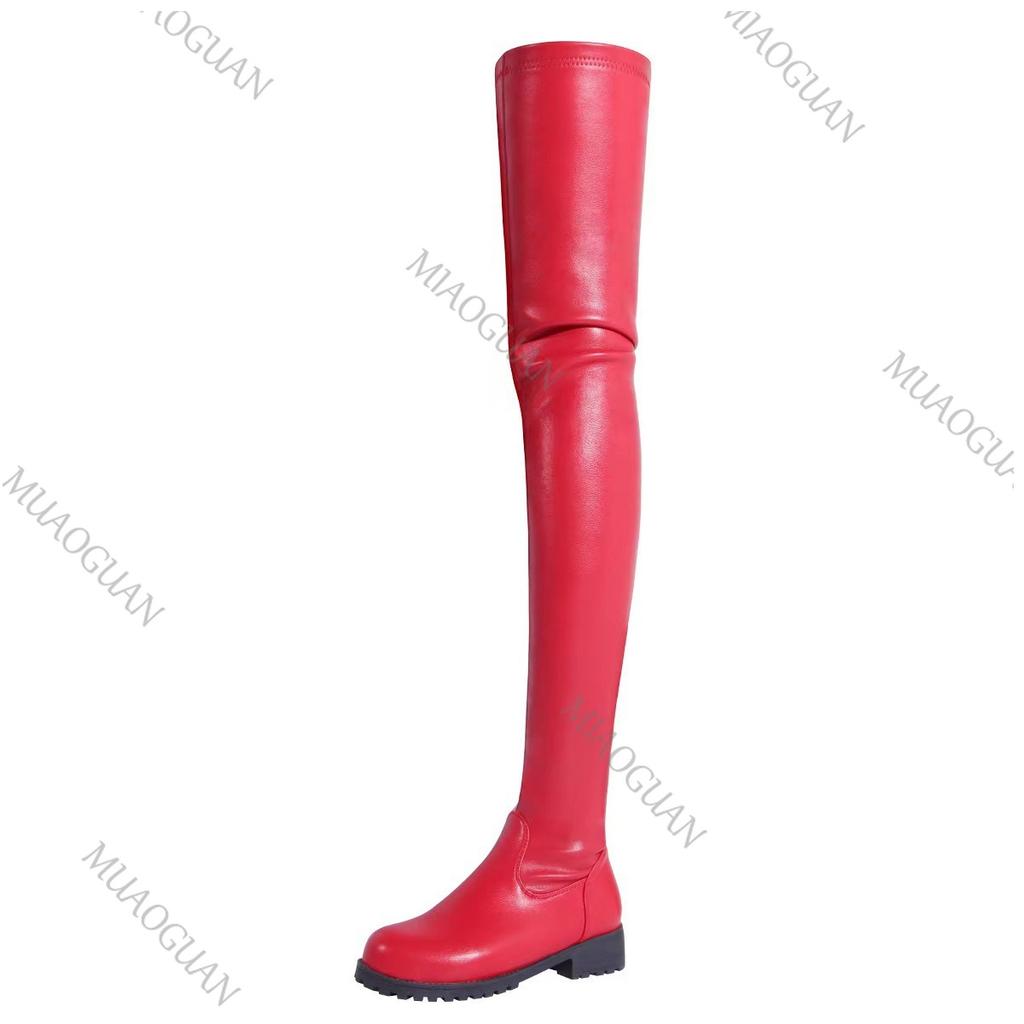 Fashion Sexy Over The Knee Boots Ladies Autumn Shoes Punk Style Black Red Platform Mid Heel Leather Side Zipper Thigh High Long Boots