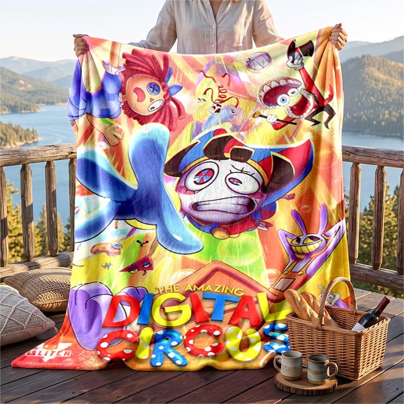 Coperta Calda in Flanella con Fantasia The Amazing Digital Circus, Coperta Leggera Confortevole per Letto Divano