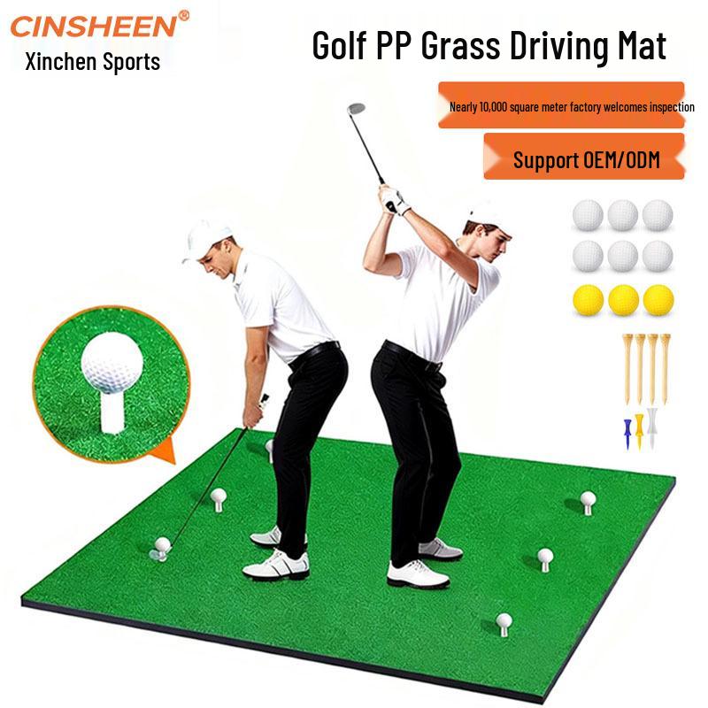 Portable Indoor Golf Practice Mat with Swing Cutting Stick and PP Golf Tee