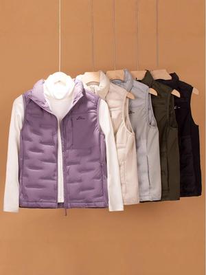 Women's Short Stand-Up Collar Down Vest - 2025 Autumn Seamless Heat-Sealed Sleeveless Jacket