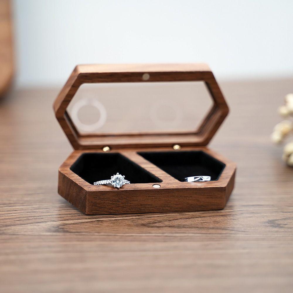 Velvet Rings Bearer Box Square Jewelry Organizer Fashion Rings Display Case Gifts