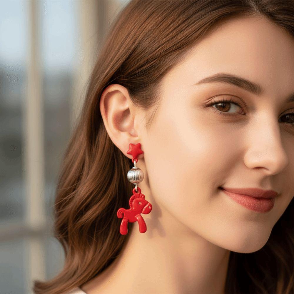 Cartoon Horse New Year Horse Earrings Fashion Jewelry Horse Drop Earrings Gift