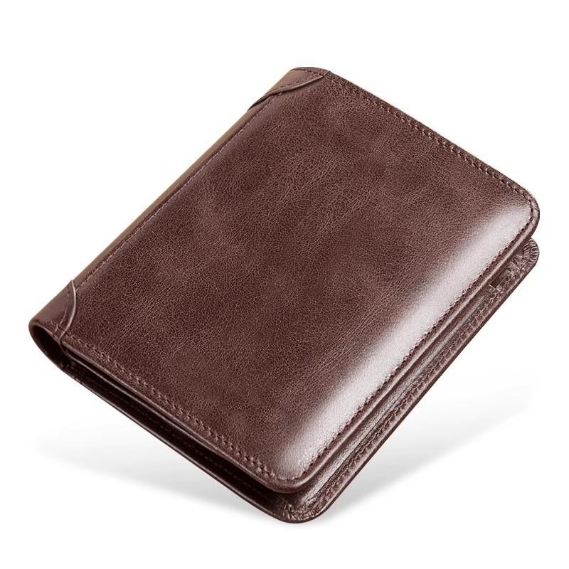 Business Men's Slim Wallet Multi-Functional Classic Design RFID Blocking Compact Card Holder with Coin Pocket
