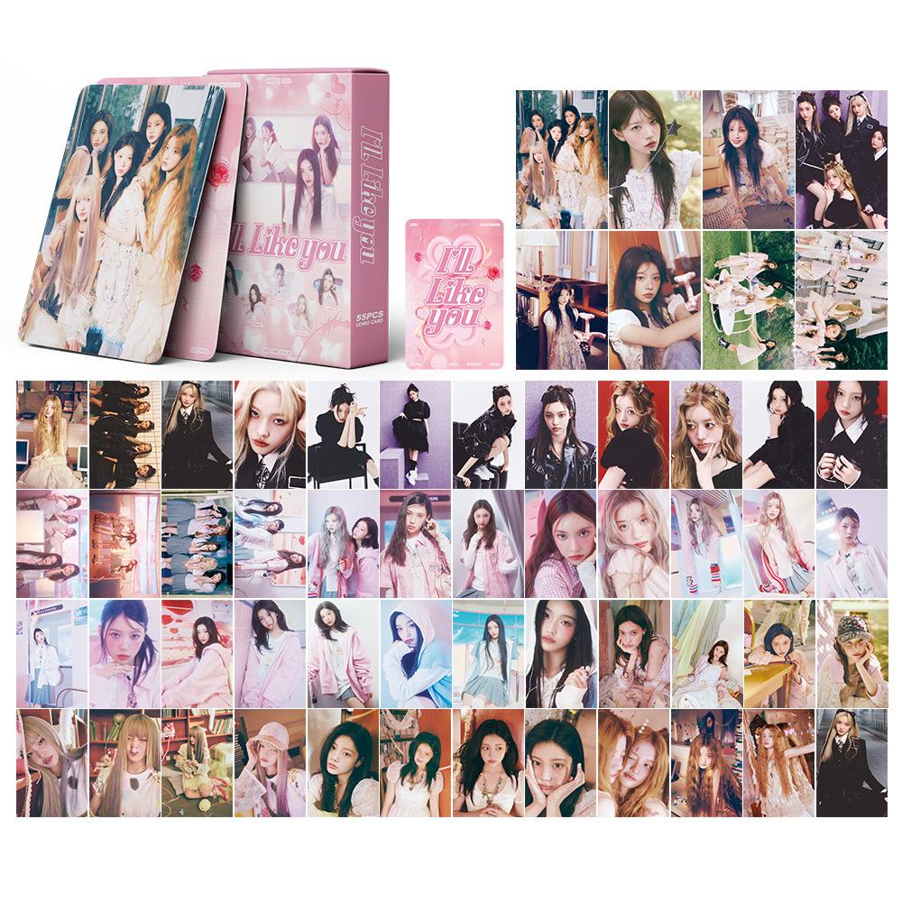 S 55 Pezzi/Set Gruppo di Ragazze Idol Kpop ILLIT Serie Album più Recente Stampa HD Carte Lomo YUNAH MINJU MOKA WONHEE IROHA Pocards Regali per Fan