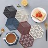 1/3/6PCS Rubber Tableware Insulation Mat Coaster Cup Hexagon Mats Pad Heat-insulated Bowl Placemat Home Decor  Eco-friendly