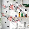Bathroom Wall Decals Sticker, Rose Butterfly Flower Wall Stickers, Waterproof Rose Butterfly Vine Glass Stickers For Bedroom Restroom DIY Decoration