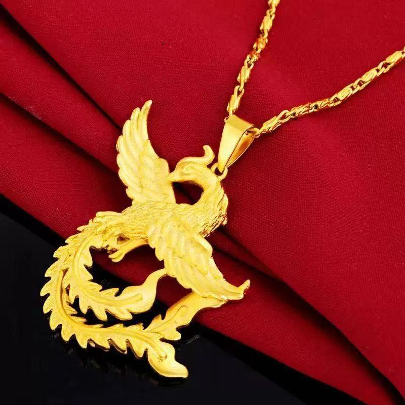 Phoenix Feather Water Wave Chain Necklace - Versatile Chinese Style Women s Pendant