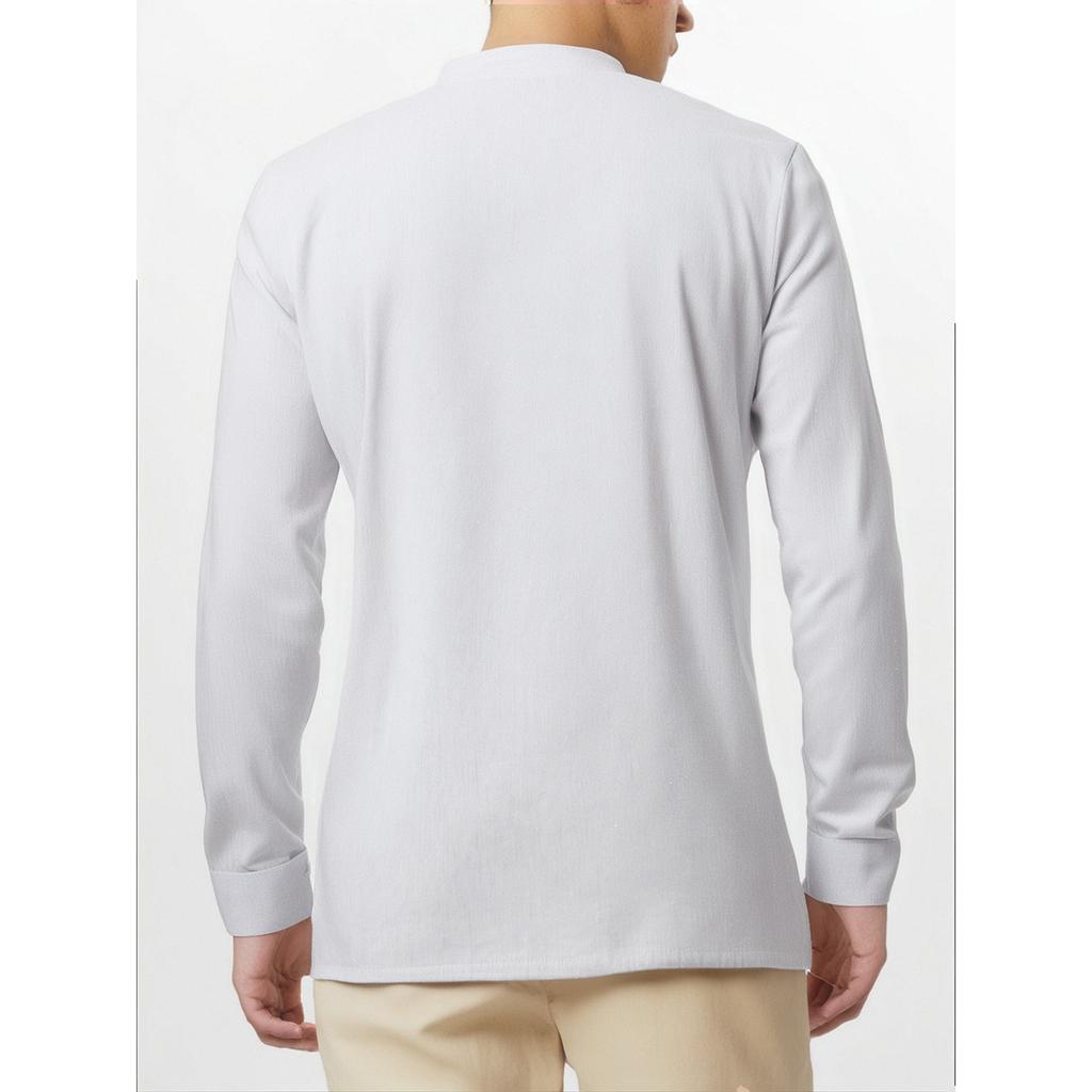 Four Seasons Long Sleeve Loose Button Cotton Hemp Cardigan Shirt Man